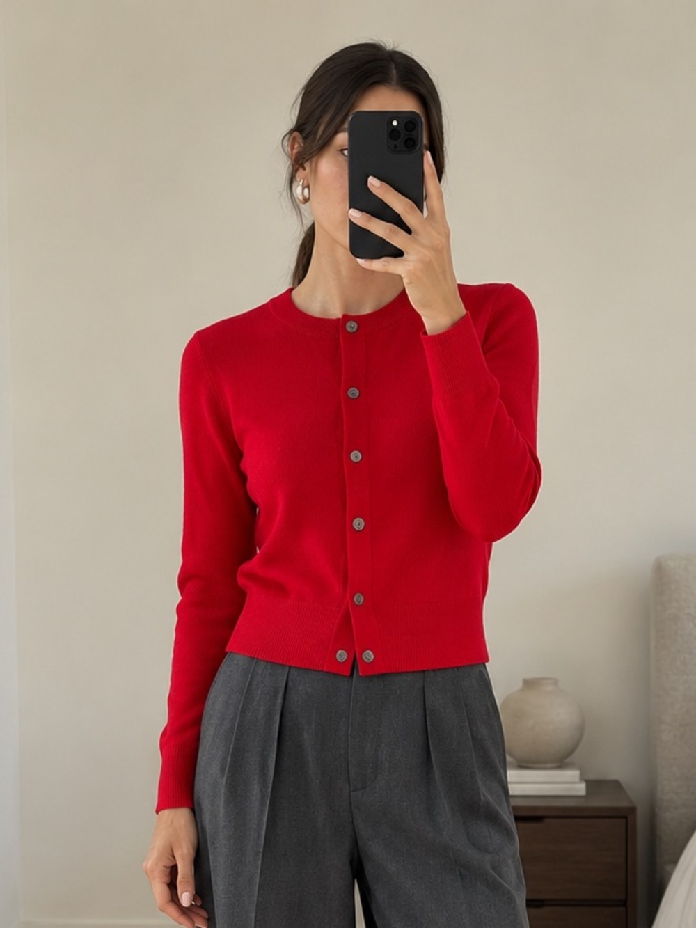 Theory Urban Cashmere Red Button Front Cardigan 100% Cashmere Size S NWT